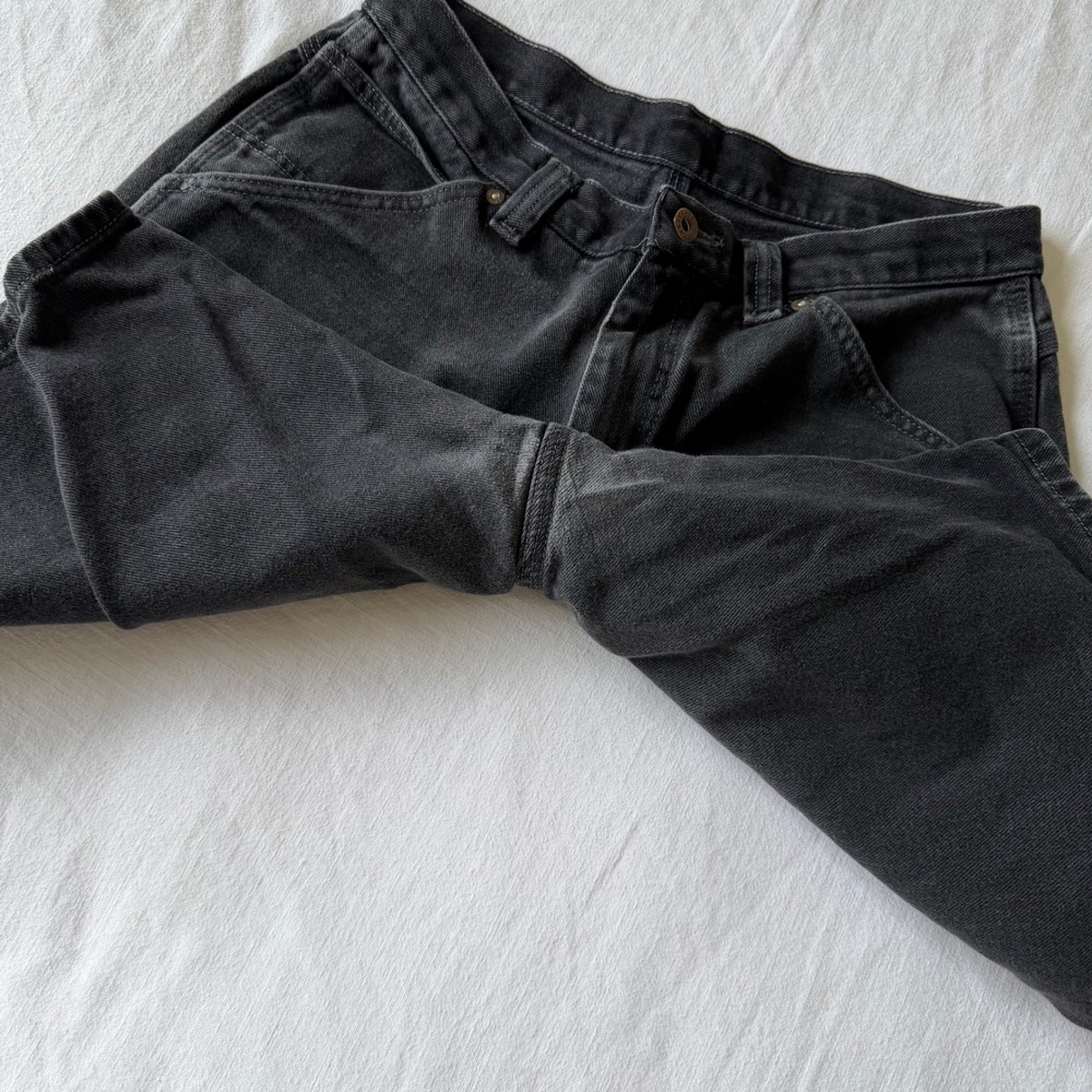 Lee Dungarees Black Carpenter Denim Shorts Sz 31.5 Workwear Faded - Picture 9 of 9